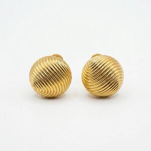 Mid CenturyVintage Goldette Brushed Gold Dome Screwback Earrings Collector Piece